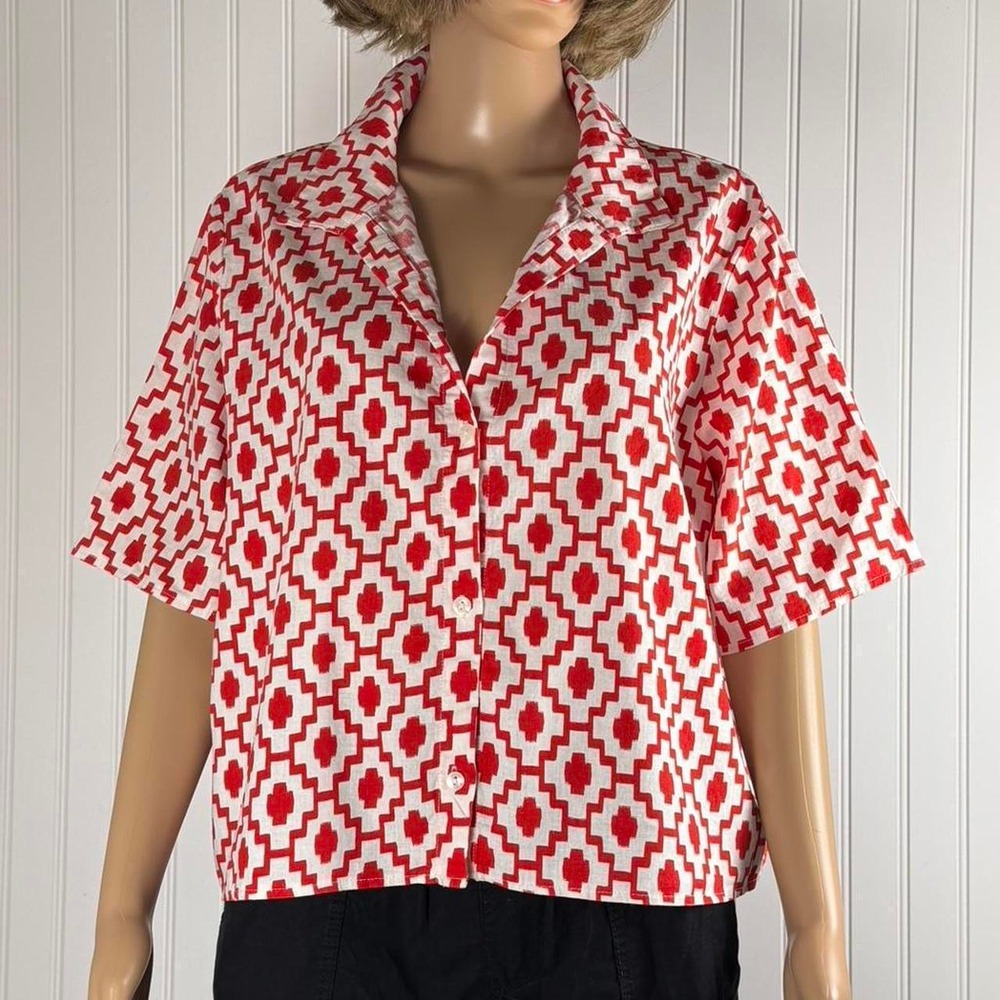 Shade & Shore red and white geometric print Large